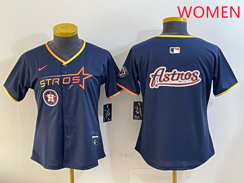 Women Houston Astros Blank Drak Blue Three generations Joint Name 2025 Nike MLB Jersey style 20